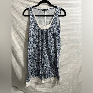 Hekka Sleeveless Tank Dress Women’s Blue White Layer Look  Beach Relax Comfort M
